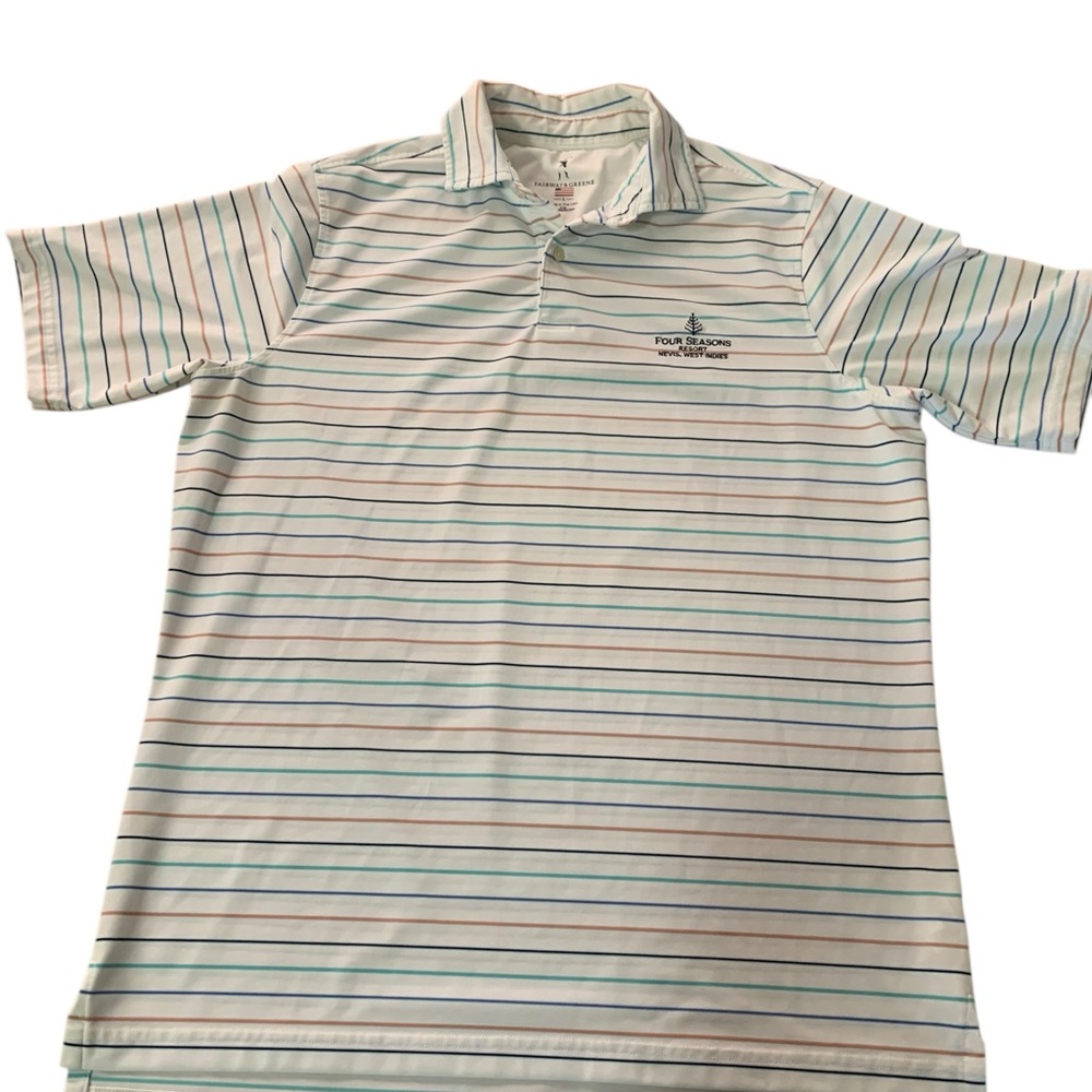 Fairway & Greene Performance Polo Size L, Four Seasons Resort West Indies EUC!
